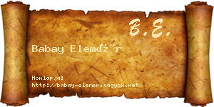 Babay Elemér névjegykártya